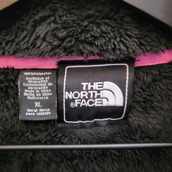 THE NORTH FACE Fleece Teddy Jacket Black w Pink Accents Girls Size XL - Picture 3 of 8